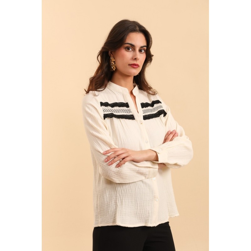 CHEMISE GAZE BEIGE-M/L