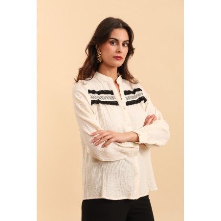 CHEMISE GAZE BEIGE-S/M